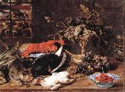 Frans Snyders Hungry Cat with Still Life Spain oil painting artist